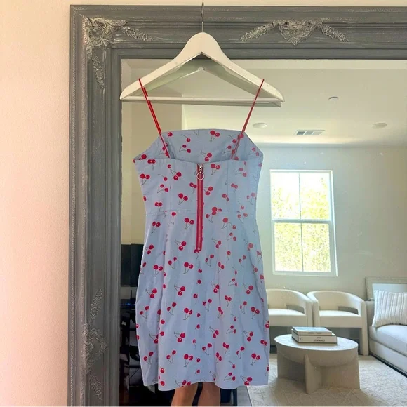 Urban Outfitters Linen Cherry Print Mini Dress. Size 0 - Picture 5 of 7